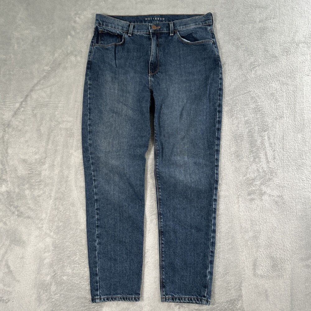 Mott & Bow Mom Jeans Womens 31x28 (33x28) High-Rise Blue Stretch Tapered Denim